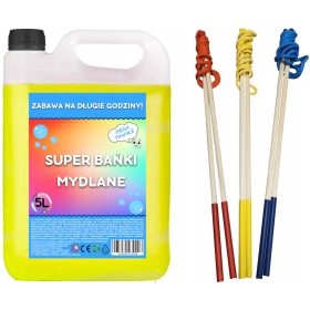   Bublifuk gyerekeknek - Folyadék szappanbuborékokhoz 5L literes pálcikák 3 rúd