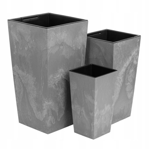  Palack virágcserép 17 cm x 17 x 32,5 cm műanyag szürke és ezüst árnyalatú