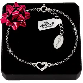    NŐI EZÜST SZÍV KARKÖTŐ CIRKÓNIÁVAL, ÁLLÍTHATÓ + GRAVÍROZÁS