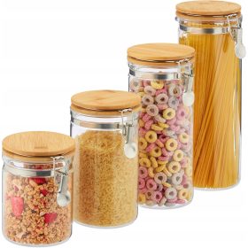   Élelmiszertartó - Relaxdays üvegtartály 10030934 átlátszó 4 db.