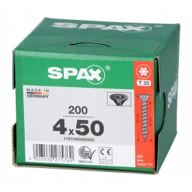  Fekete SPAX csavarok 4x50 T20 teljes menetes 200 db