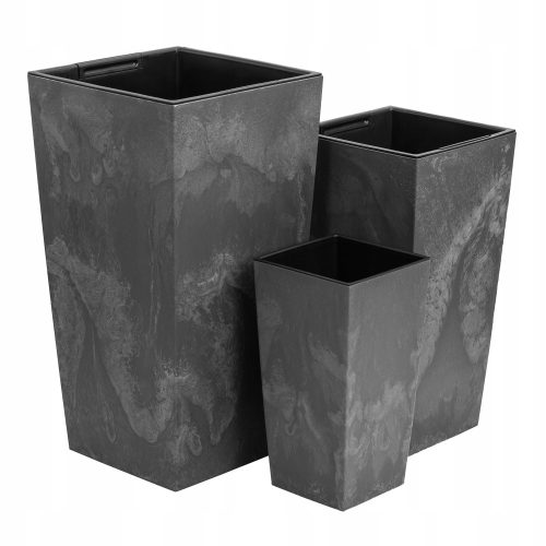  Palack virágcserép 22 cm x 22 x 42 cm, műanyag, szürke és ezüst árnyalatok
