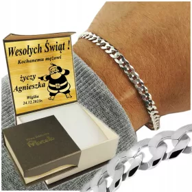    Ezüst férfi páncél karkötő 5mm/20cm gyémánt 925 INGYENES gravírozás