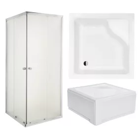   Invena Parla zuhanykabin tolóajtókkal 80 x 80 cm + Besco Igor négyzet alakú zuhanytálca 80 x 80 cm fehér
