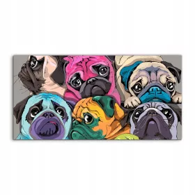   Falfestészet - Fotó a fotófestményről Portré Mopsz Kutyák 100x50