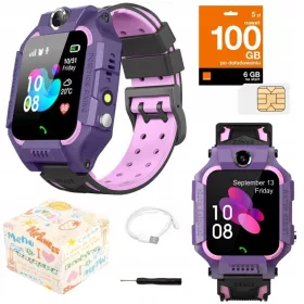    Okosóra GPS lokátor Gyerek okosóra Q19 óra lila árnyalatokkal