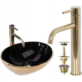    Rea Sofia In Black Gold ovális pult mosdókagyló 41 cm arany