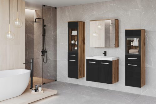  Fürdőszobabútor tükör MADRIT II Wotan / Gloss Black