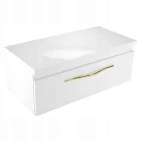    Fürdőszoba szekrény, fiókos tetejű mosdókagyló, fehér bútor 80