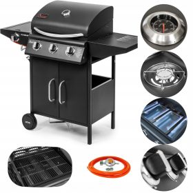   Gáz grillsütő . Nagy gázrács 3+1 Activa öntöttvas rács