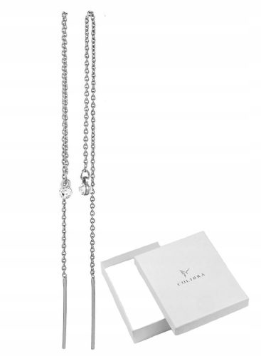  EZÜST HOSSZÚ FÜLBEVEZŐ SWAROVSKI MODA
