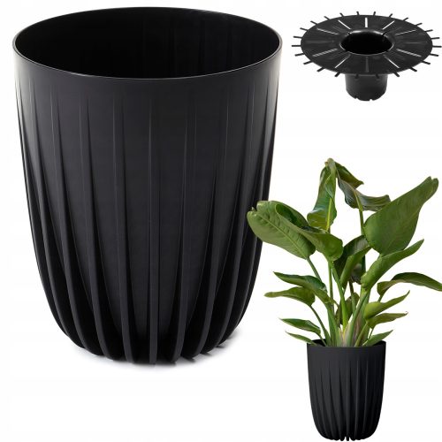  Lamela virágcserép 29,7 cm x 25 x 29,7 cm átmérő 25 cm műanyag fekete