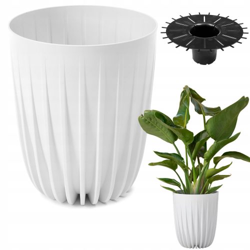  Lamela virágcserép 30 cm x 30 x 35,6 cm átmérője 30 cm műanyag fehér