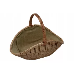   Kandalló kosár - Fa kosár kosár egy fonott kandallóhoz + Juta