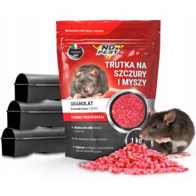   Egerek és patkányok elleni védelem - Granulátum rágcsálókon 1 kg + deratizációs állomás X3