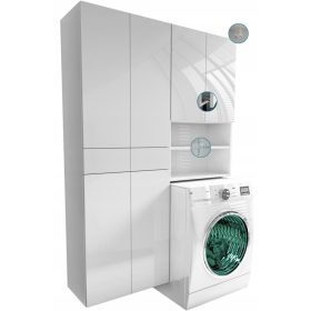    MOSÓGÉPÉPÍTÉS AKASZTÓS SZEKRÉNYEK mosókonyhához 120 120cm fehér matt + fehér fényes