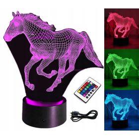   Gyermek éjszakai lámpa - Éjszakai lámpa ló ló 3D LED RGB + távirányítás