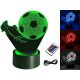 Gyermek éjszakai lámpa - 3D LED labdarúgó lámpa RGB színek + távirányító