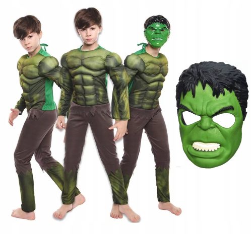 Fiú jelmez - Hulk Halk ruházat 1 darab maszk izom 116-128