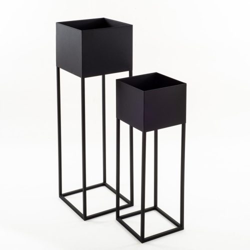  Kapaga virágcserép 30 cm x 30 x 100 cm fekete fém