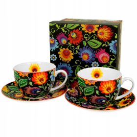   Kávéscsészék Poharak és csészealjak Duo Etnic porcelán 250 ml 2 db.