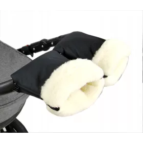   Babakocsi kesztyű - Babylux muffs juh gyapjú egy babakocsi fekete kastélyához