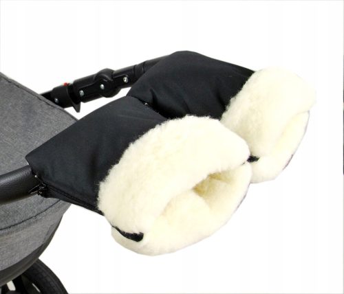 Babakocsi kesztyű - Babylux muffs juh gyapjú egy babakocsi fekete kastélyához