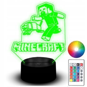   Gyermek éjszakai lámpa - LED ÉJSZAKAI LÁMPA MINECRAFT PC GAMER 3D AJÁNDÉK