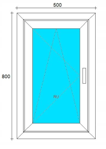 Ablak - PVC Windows 500x800 Ru White, balra