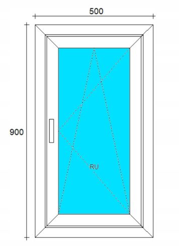 PVC ABLAK 500x900 RU FEHÉR, JOBB