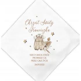   Keresztelő gyertya - Keresztelő köpeny a nyomtatott névvel + dátum boho w1