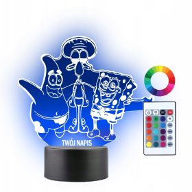   Gyermek éjszakai lámpa - 3D LED éjszakai lámpa Spongebob Patrick Squidward NÉV