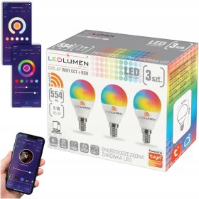   3x Set E14 LED izzó 5W = 45W 554LM RGB+CCT WiFi Tuya Smart Life