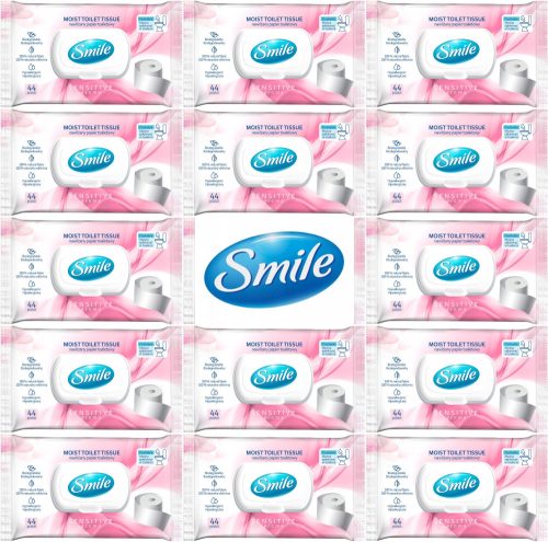 Vécé papír - 14x SMILE Sensitive 44 nedvesített toalettpapír