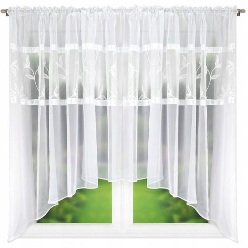Kész függöny - Klasszikus voile függöny fehér hímzéssel 160x400