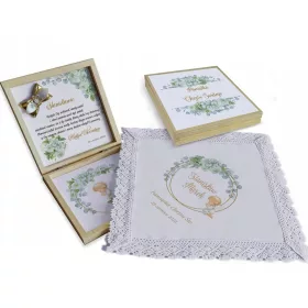   Keresztelő gyertya - Fehér keresztelőköpeny baptism chrism névvel