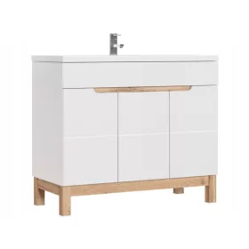  Bali álló szekrény tölgy/fehér mosdóval 100 cm