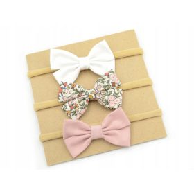   Gyermek fejpánt - Fejpántok, 3 masni, fehér, rózsaszín, réti, egy éves karácsonyi