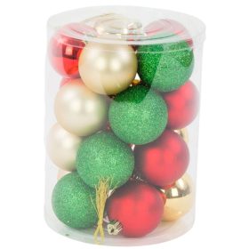   Karácsonyi díszek - [680566] Bables 6cm 20db vörös-zöld és arany