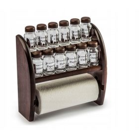   Élelmiszertartó - Fűszertartó edényekkel Krystynka 492 barna 30x11x34 cm