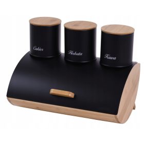   Kenyértartó doboz - Eurokitchen CARPI készlet, fekete bambusz