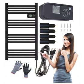   Fürdőszoba radiátor ELEKTROMOS RADIATOR LÉTRA TERMOSZTÁT 500 W LCD 500 W 545 x 1070 mm fekete