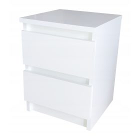    Éjjeli szekrény két fiókkal, éjjeliszekrény a hálószobába, fehér