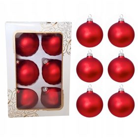   Karácsonyi díszek - 6x KARÁCSONYFA GOLYÓK, KÉK BUBORÉKOK, MATT ÜVEG 8cm