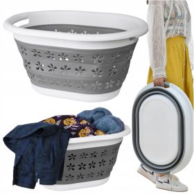   Timetrade 24l szabadon álló szennyeskosár, szürke és ezüst árnyalatokkal