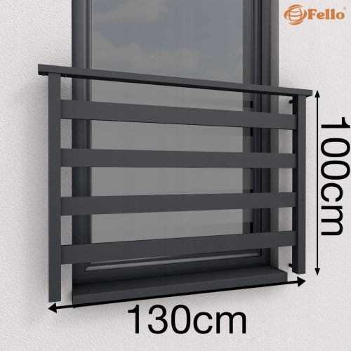 ALU BASIC Erkély francia 130cm Balusztrád 7016