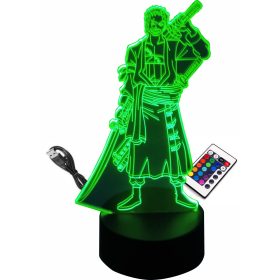   Gyermek éjszakai lámpa - 3D LED ÉJSZAKAI LÁMPA RORONOA ZORO ONE PIECE ANIME