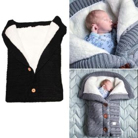   Babakocsi hálózsák - Gyapjú hálózsák gombos babakocsihoz - fekete