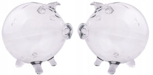 Pénz doboz - Színtelen szett 2x Piggy Bank nagy üveg disznó