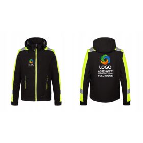   Munkavédelmi figyelmeztető kabát kapucnival, saját logónyomattal, L méret